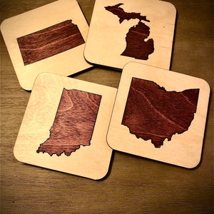 Posavasos con incrustaciones de cereza de los 50 estados, individual o juego de 4