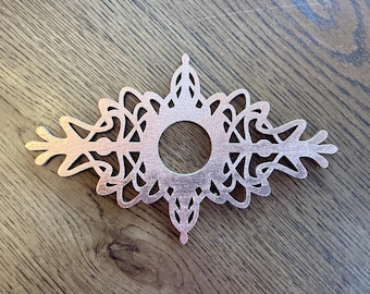 Ornate marquee shape wood drawer knob or pull accent available in multiple finishes.  2 pieces. Set AR