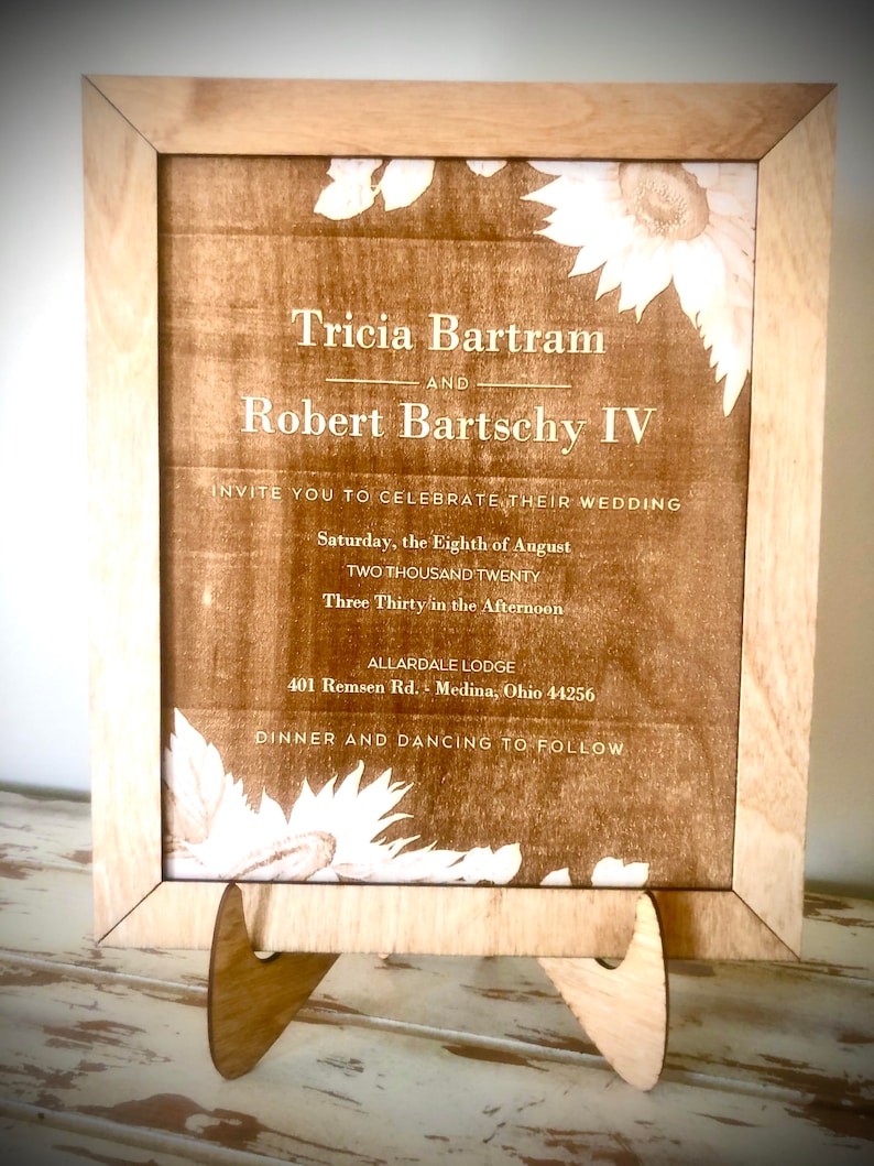 Wedding invitation memento / keepsake engraved on wood with Etsy