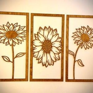 Sunflower mandala wall art, 3 panel available in multiple sizes and finishes, decor wall art original