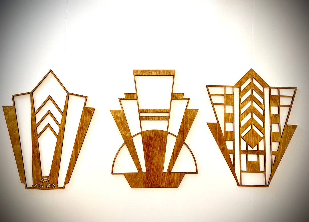Boho Modern Frank Lloyd Wrightinspired Art Deco Marquees Wood Wall Art