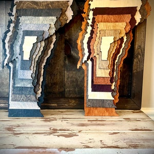 Vermont Stacked Holz 3D Zustand Tischkunst, Vermont Wandkunst, Vermont Wohnkultur, mehrfarbig; Grüner Bergzustand; Freiheit und Einheit