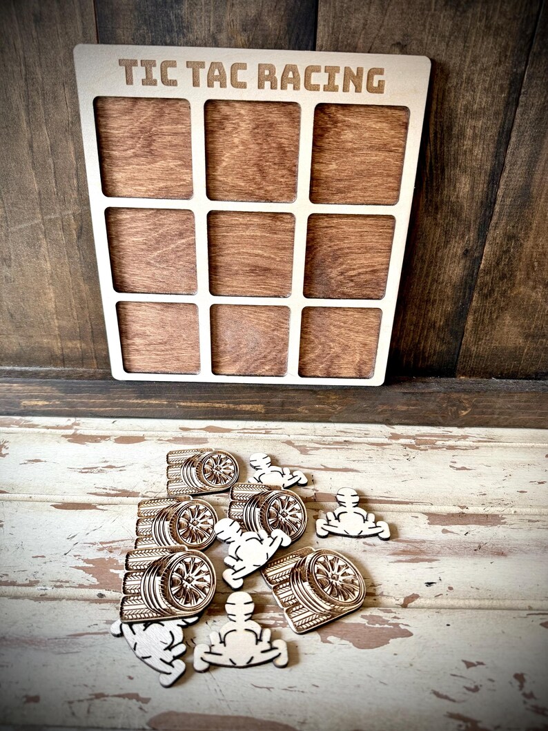 Racing Game - Tic Tac Racing. Laser Engraved and Cut Wood Racing Game ...