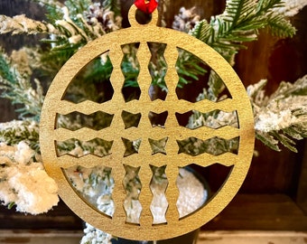 Boho Modern Art Deco geometry wood ornaments in bright gold or 14 other finishes-version D