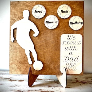 Father&#39;s Day gift Soccer Plaque - Custom.  Also Great Birthday, or Christmas Gift