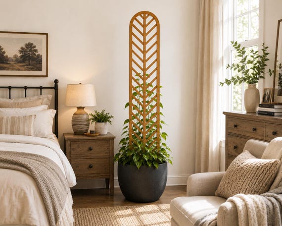 Colossal Herringbone 47 or 29 inch Indoor Plant Trellis, Modern Climbing Plant Support
