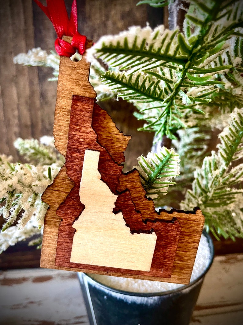 Idaho 3-layer Stacked State Ornament Laser Cut Wood Ornament, Idaho ...