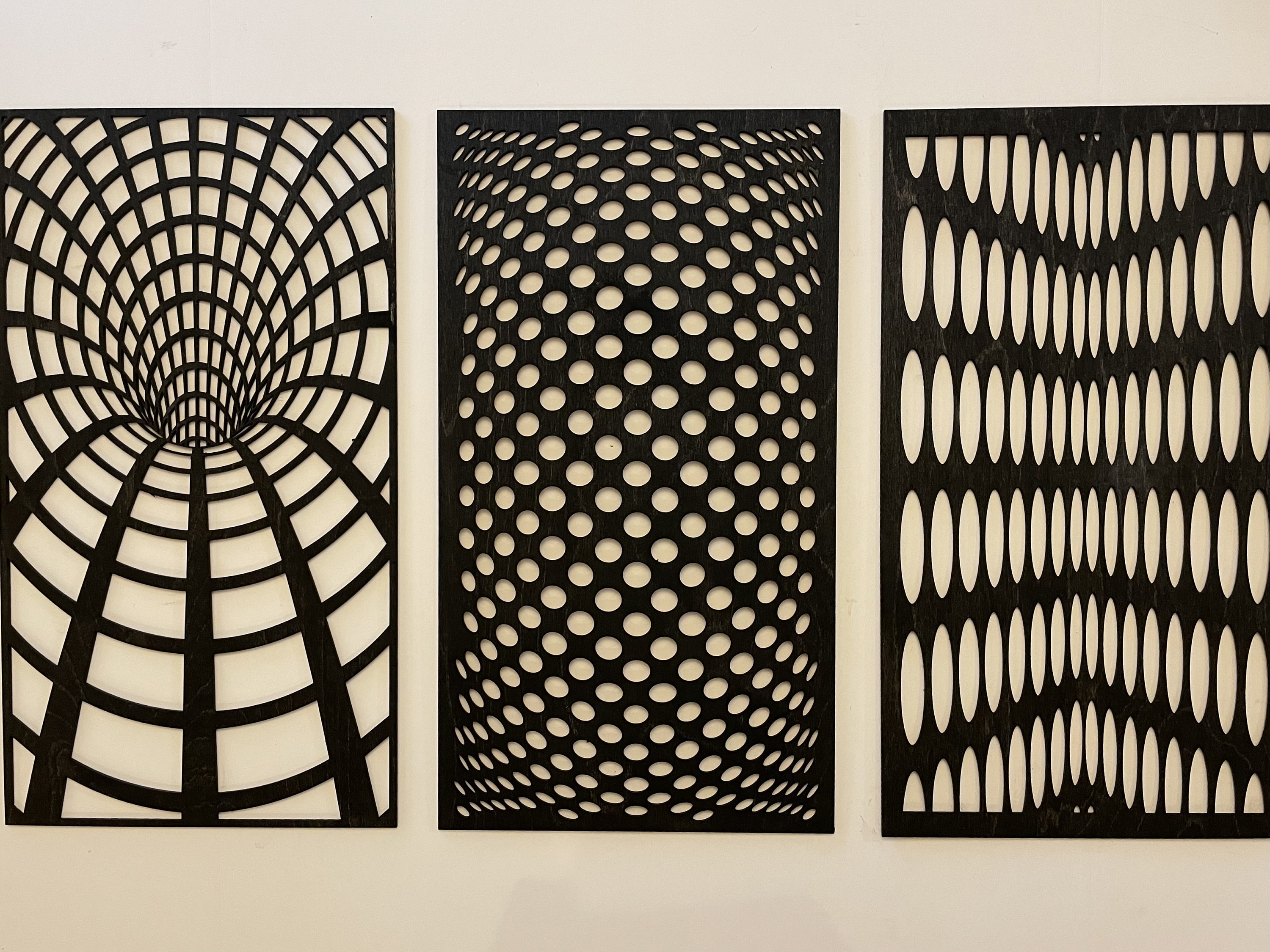 Optical illusion geometric 3 panel wall art available in multiple sizes and finishes-Set C, decor wall art original