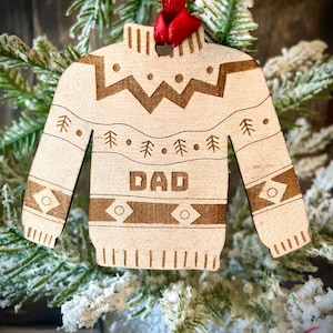 Hässliche Weihnachten Pullover personalisierte benutzerdefinierte lustige Holz Laser gravierte Verzierung