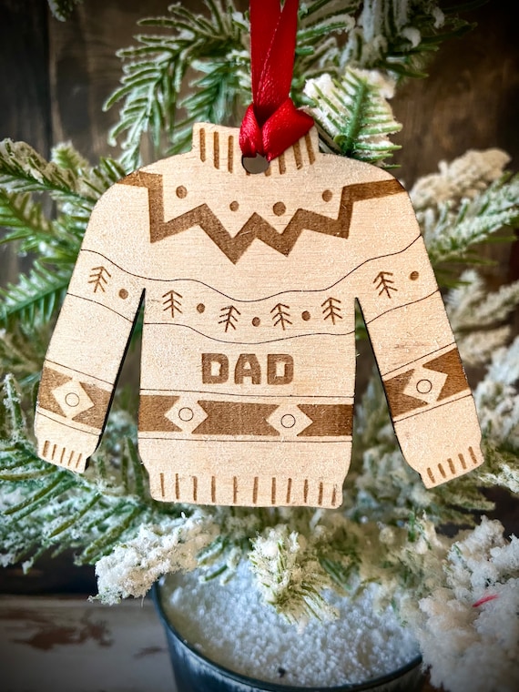 Suéter navideño feo, adorno personalizado de madera divertido grabado con  láser