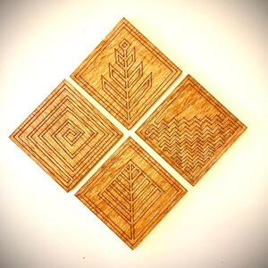 Boho 4 Elements Earth Water Wind Fire wood 4 piece magnet set in natural or 11 other finishes