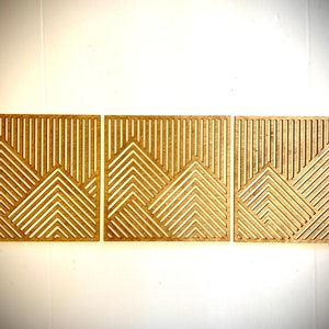 Boho Modern mountain landscape detailed lines wall art, 3 panel in multiple sizes and finishes, decor wall art original
