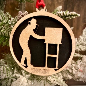 Bee keeper bee keeping 2-layer personalized laser cut wood Christmas ornament, gift tag available unfinished or stained