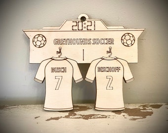 Soccer Team Jersey Custom Engraved Wood Plaque or Ornament