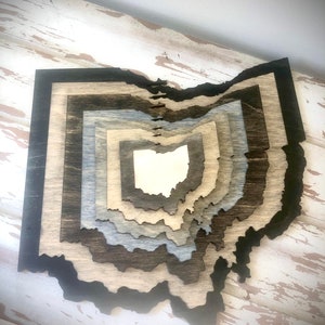 Ohio Stacked State 3D wood table art, Ohio wall art, Ohio home decor,  multi-color