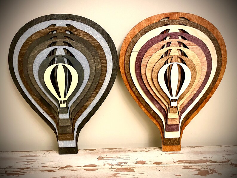 Stacked Hot Air Balloon Wood 3D Table Art Wall Art Home Etsy