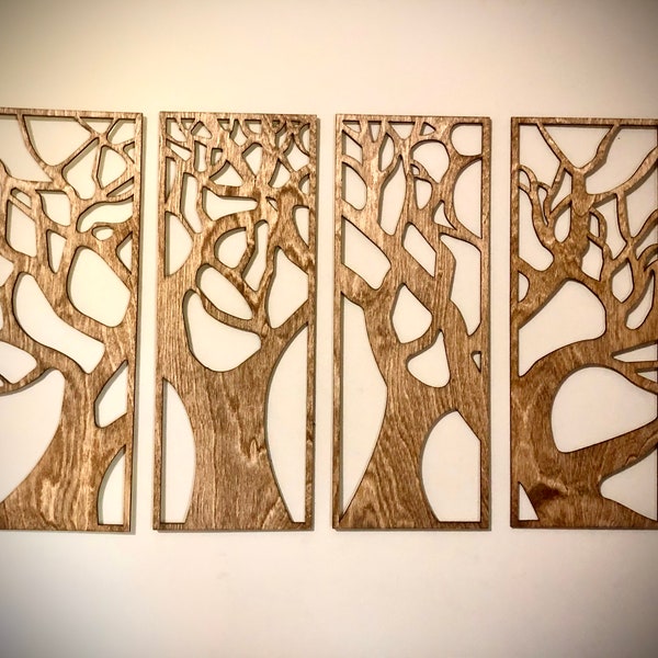 Tree wall art, 4 panel - leafless available in 12 finishes, decor wall art original