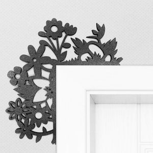 Floral window and door corner accent / trim corner decoration (set of 2) available in multiple sizes and finishes-Floral Set 02