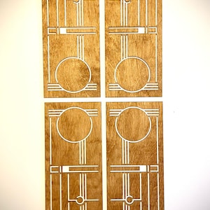 Boho Modern Frank Lloyd Wright-inspired Art Deco Geometry wood wall art, 4 panel in multiple sizes and finishes, decor wall art original E