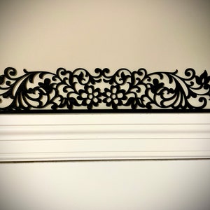 Floral window and door trim / molding accent / border decoration / header available in natural or 11 other finishes-Floral Style A Black