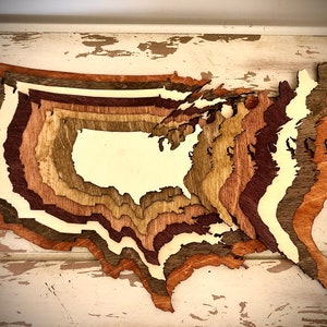 États-Unis / États-Unis d'Amérique Stacked State wood 3D art de table / art mural, multicolore
