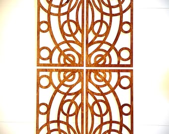 Boho Modern Art Deco Circles wood wall art, 4 panel in multiple sizes and finishes, decor wall art original-O