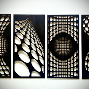Optische Täuschung geometrische 4-Panel Wandkunst in mehreren Größen und Ausführungen-Set A, Dekor Wand Kunst Original erhältlich