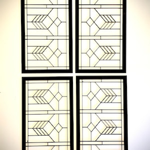 Boho Modern Frank Lloyd Wright-inspired Art Deco Geometry wood wall art, 4 panel in multiple sizes and finishes, decor wall art original D