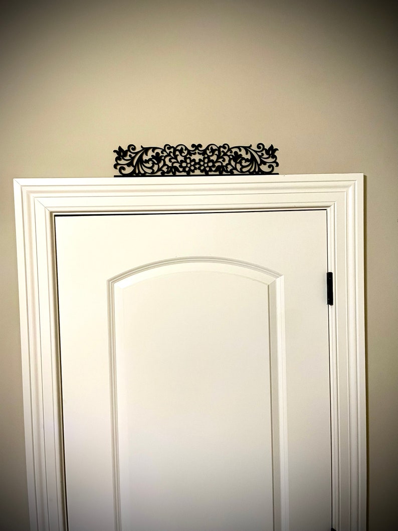 Floral window and door trim / molding accent / border decoration / header available in natural or 11 other finishes-Floral Style A image 2