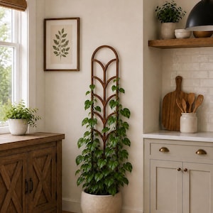 COLOSSAL 47" OR 29" Indoor boho plant trellis-cascade pattern available in 12 finishes