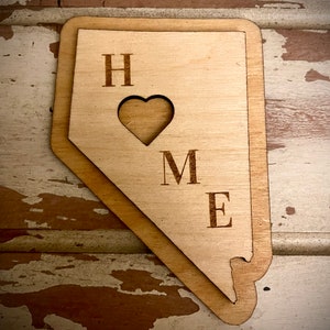 Nevada HOME 2-layer state outline laser cut wood magnet available unfinished or 11 other finish choices