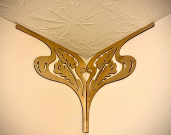 Art Nouveau decorative corner accent/trim decoration (set of 2) available in multiple sizes and finishes.  Style A