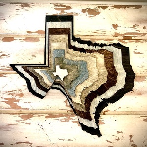 Texas Stacked State wood 3D table art, wall art, multi-color available in multiple sizes