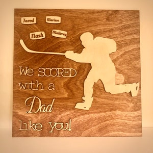Father&#39;s Day gift Hockey Plaque - Custom.  Great hockey coach gift. Also Great Birthday, or Christmas Gift