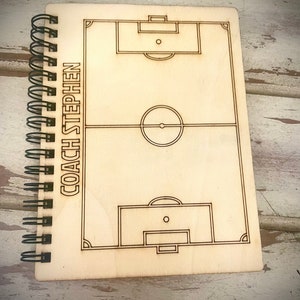 Soccer Field wood cover spiral notebook