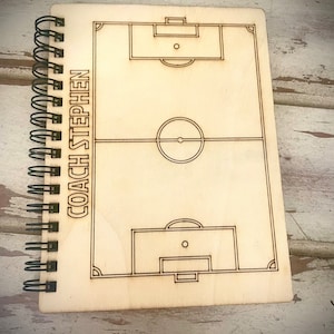 Soccer Field wood cover spiral notebook