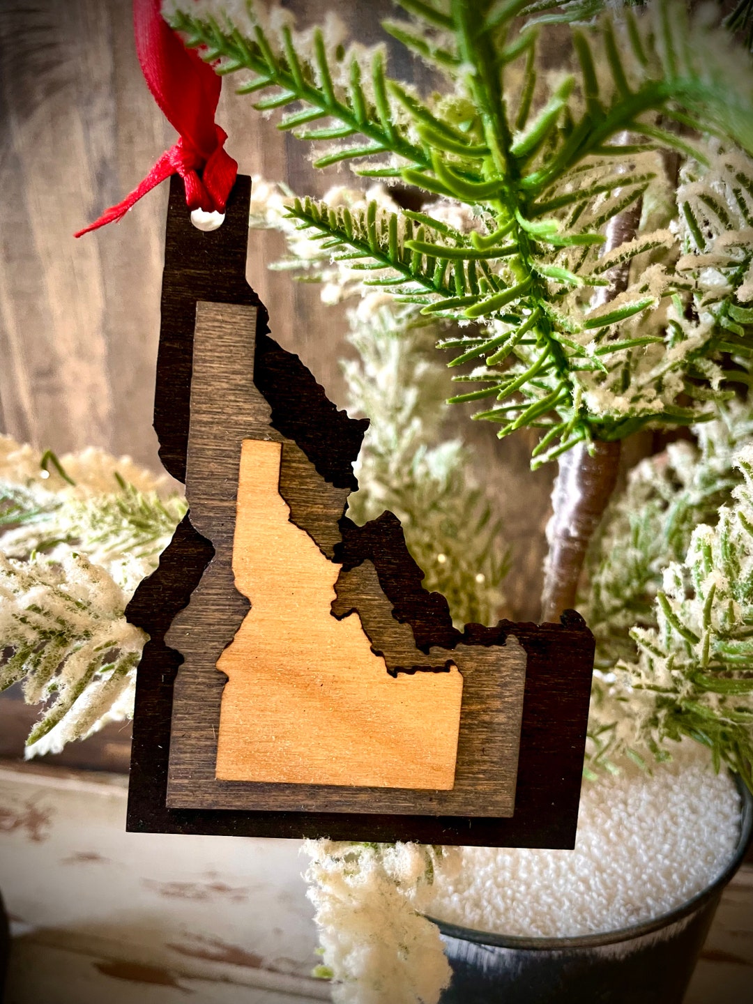 Idaho 3-layer Stacked State Ornament Laser Cut Wood Ornament, Idaho ...