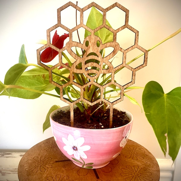 Indoor boho plant trellis-Honeybee with honeycomb style D available in 12 finishes and 3 sizes