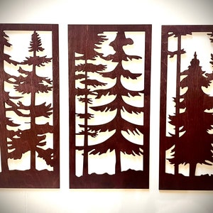 Pine Tree Forest wall art, 3 panel available in multiple sizes and finishes, decor wall art original