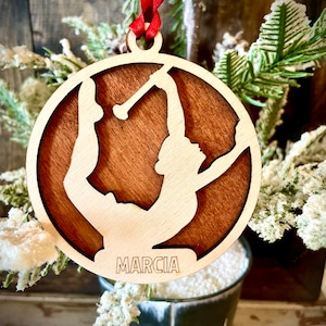 Baton Twirler Majorette 2-layer personalized laser cut wood Christmas ornament, gift tag available unfinished or stained version 7 of 9
