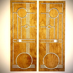 Boho Modern Frank Lloyd Wright-inspired Art Deco Geometry wood wall art, 2 panel in natural or 14 other finishes, decor wall art original E