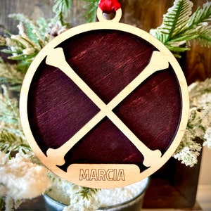 Baton Twirler Majorette 2-layer personalized laser cut wood Christmas ornament, gift tag available unfinished or stained version 9 of 9