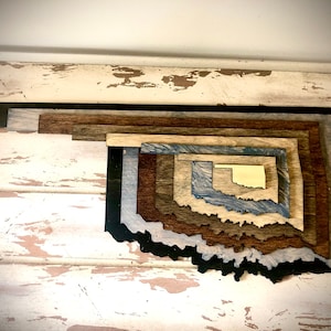 Oklahoma Stacked wood 3D state table art, Oklahoma wall art, Oklahoma home decor, multi-color available in multiple sizes; Sooner State