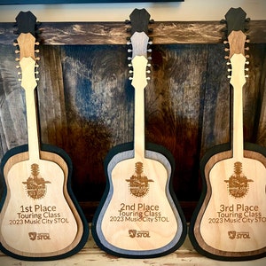 Stacked Acoustic Guitar 3D Music Award for table or wall.