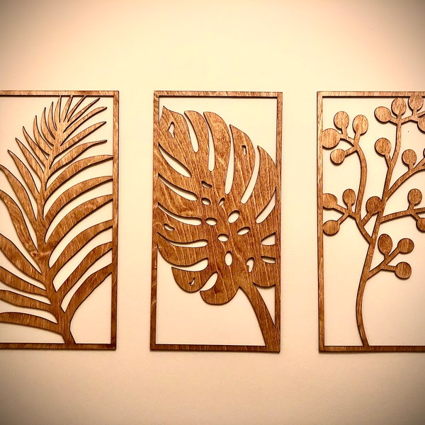 Tree / Leaf variety wall art, 3 panel available in 12 finishes, decor wall art original