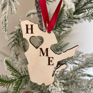 Quebec HOME ornament laser cut wood ornament, Quebec gift tag available unfinished or 11 other finish choices