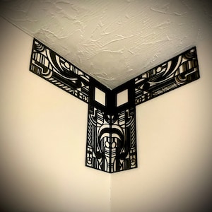 Decoração de canto interno com acabamento/acento inspirado em Frank Lloyd Wright (conjunto de 2) disponível em vários tamanhos e acabamentos - FLW conjunto AB