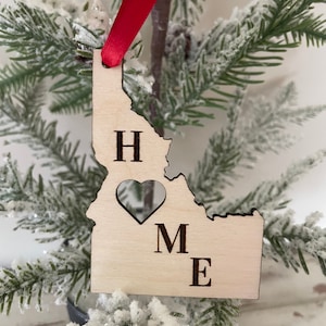 Idaho HOME ornament laser cut wood ornament, Idaho gift tag available unfinished or 11 other finish choices