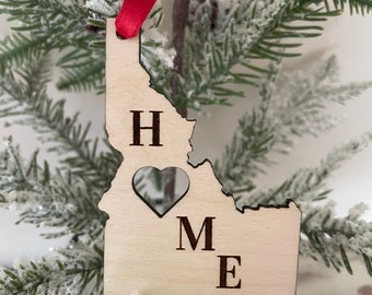 Idaho HOME ornament laser cut wood ornament, Idaho gift tag available unfinished or 11 other finish choices