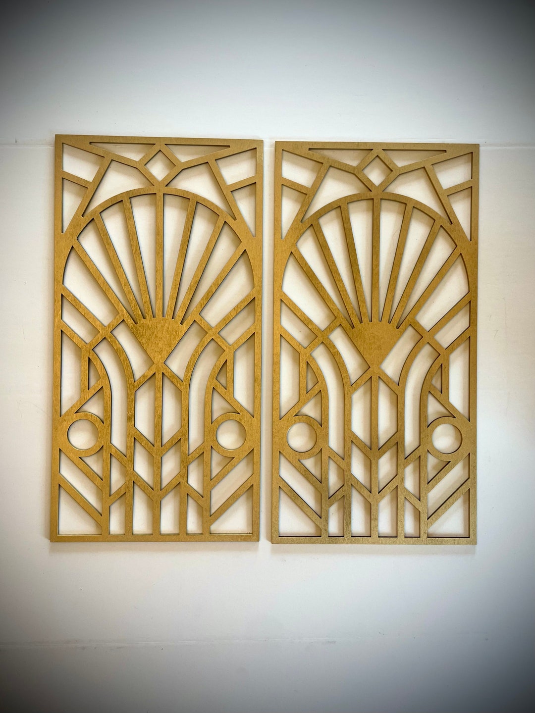 Boho Modern Frank Lloyd Wright-inspired Art Deco Geometry Wood Wall Art ...